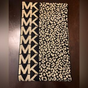 MK Michael Kors Metallic Animal Print Scarf Black Gold